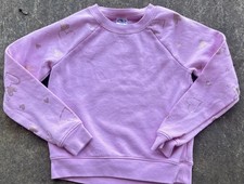 Athletic Works Girls Sweatshirt Pink 7/8 Fleece Pullover Shiny Hearts Graphics
