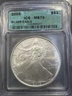 2005 $1 American Silver Eagle ICG MS70 Coin