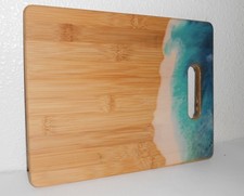 Totally Bamboo Serving Charcuterie Board with Blue Ocean Wave Cutting Board 11x8
