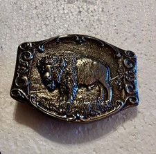 Mint Condition Vintage 1975 Wyoming Studio Art Works Buffalo Belt Buckle