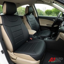 2x Schwarz Kunstleder Schwerlast Vorne Autositzbezüge Schoner Für BMW