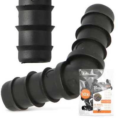 10x PE-Verbinder L-Stück 16 mm Winkel Bogen Bewässerung Tropfleitung Kupplung