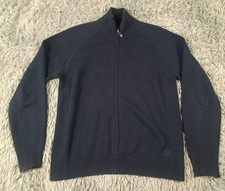 Sergio Tacchini Sweater Mens Medium Blue Wool Blend Long Sleeve Full Zip