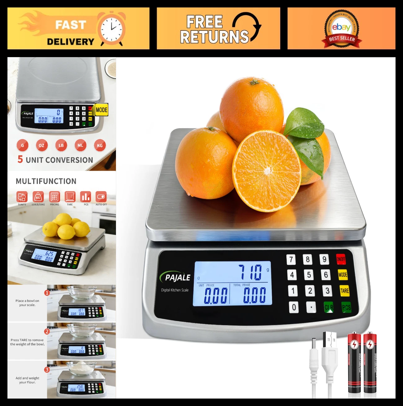 Large Digital Food Scale 110lb, 50kg Kitchen Scale with Price Computing, 0.05oz/
Opens in a new wind