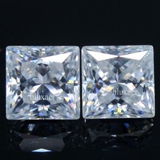 Paire princesse diamant blanc certifié naturel couleur D VVS1 excellente coup...