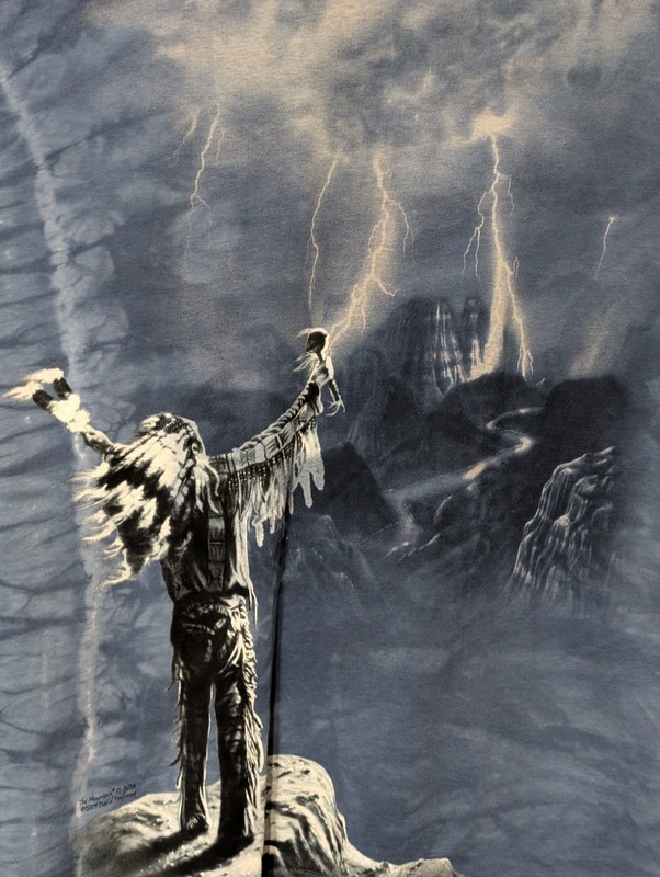The Mountain Mens T-shirt Blue Evolution Summoning The Storm Chief 2XL #7063