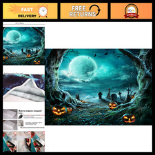 12x10FT Halloween Photo Backdrop - Scary Moon, Cemetery, Pumpkin Decor for Parti