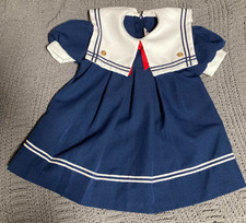 Vtg Fashion Kids Girls 5 Sailor Dress Blue White Puff Sleeve Collared Nautical
