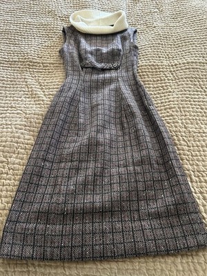 JO COLLINS 1960'S SHETH DRESS PLAID WOOL BLEND BEAUTIFUL VINTAGE PIECE
