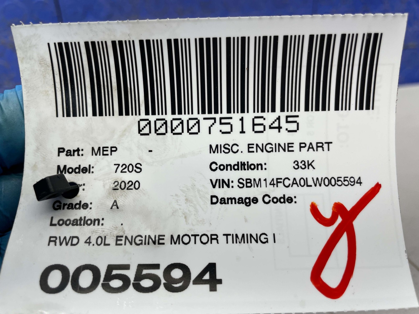 2018-2023 MCLAREN 720S RWD 4.0L ENGINE MOTOR TIMING IDLER GEAR SPROCKET 01524565