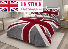 Image of UK SINGLE Union Jack Duvet Cover Grey Red Printed Duvet Cover Bedding