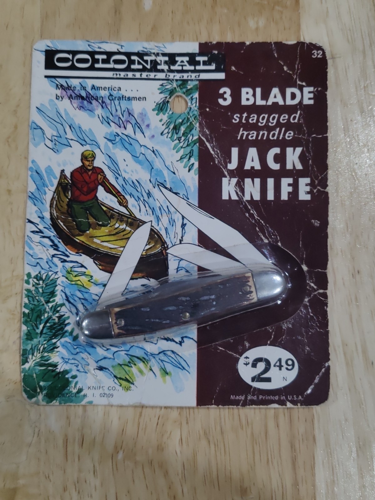 Colonial Master Brand Vintage 3 Blade Jack Knife 1972 In Package New Old Stock