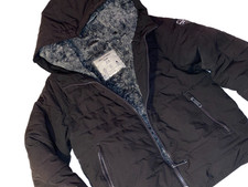 N6 WOW Boys 5/6 Abercrombie Black Faux Fur Lined Puffer Winter Jacket Coat