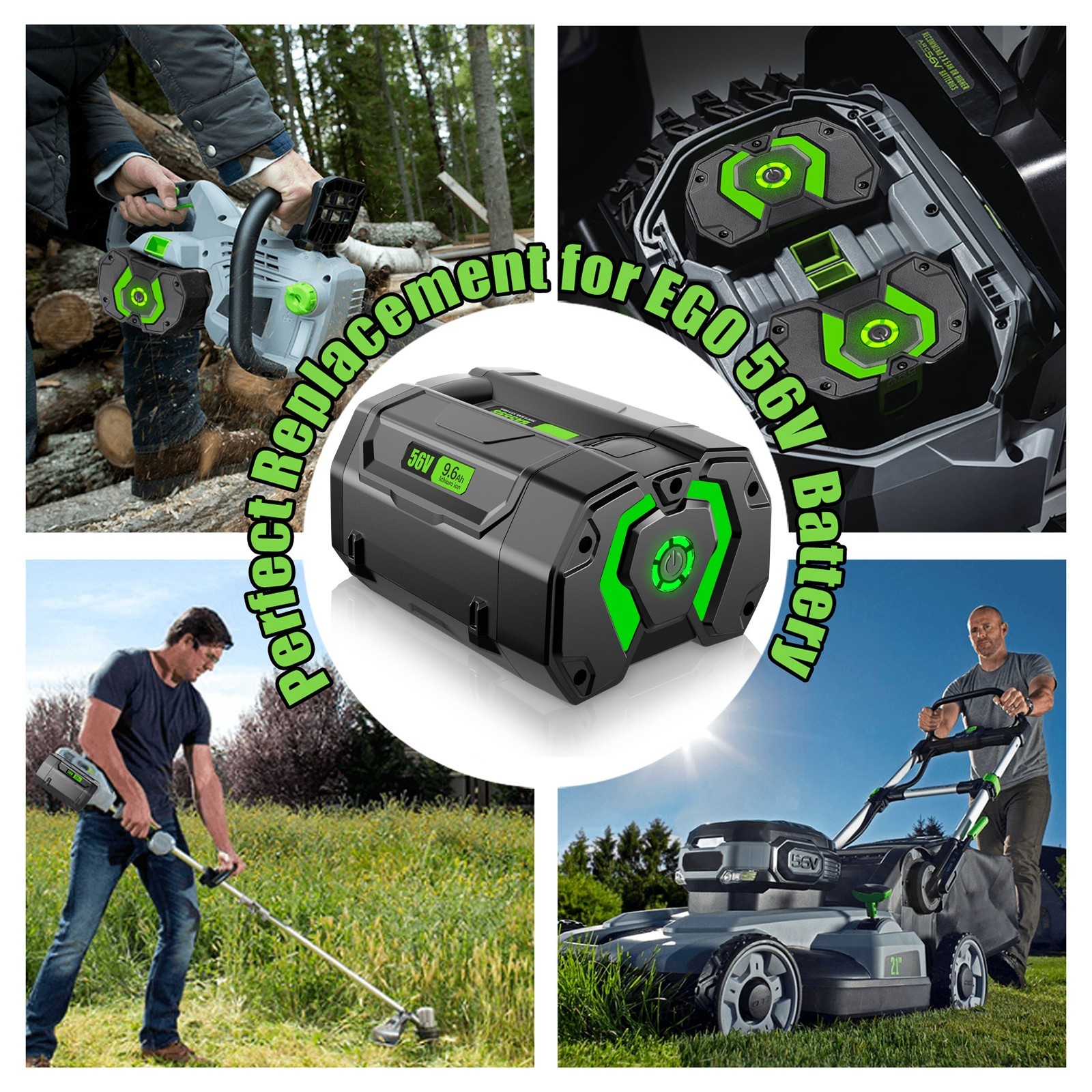 For EGO 56V 56Volt BA2800T POWER+ 9.6AH Battery Lithium Ion BA2240 BA1400T