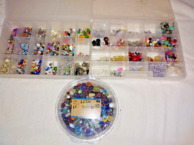 Lot of Jewelry Making Supplies - Beads, Rings, Head & Eye Pins, Sorting Boxes