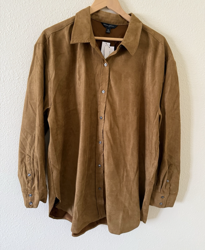 NEW Banana Republic Women's Oversized Vegan Suede Shirt Size XL Overshirt