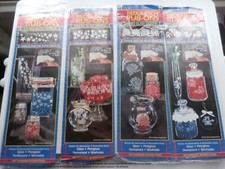 4 PLAID Reddi-Etch Rub-Ons Etched Glass Designs   --   Roses,Bears,Ivy & Stars