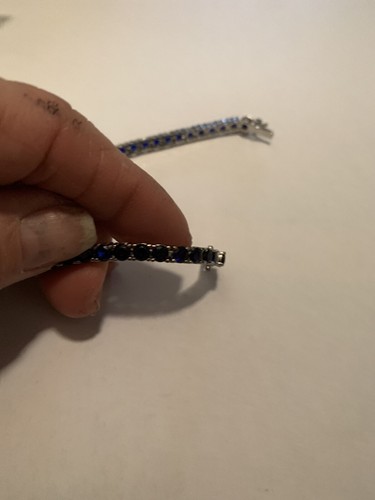 NWT Carolee Silver Tone Cubic Zirconia blue crystal Tennis Bracelet p620 - 第 4/7 張圖片