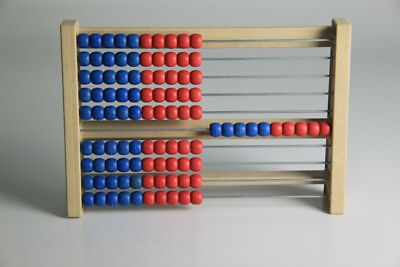 100`er Rechenrahmen blau-rot, Abakus, student`s abacus, ReWood 