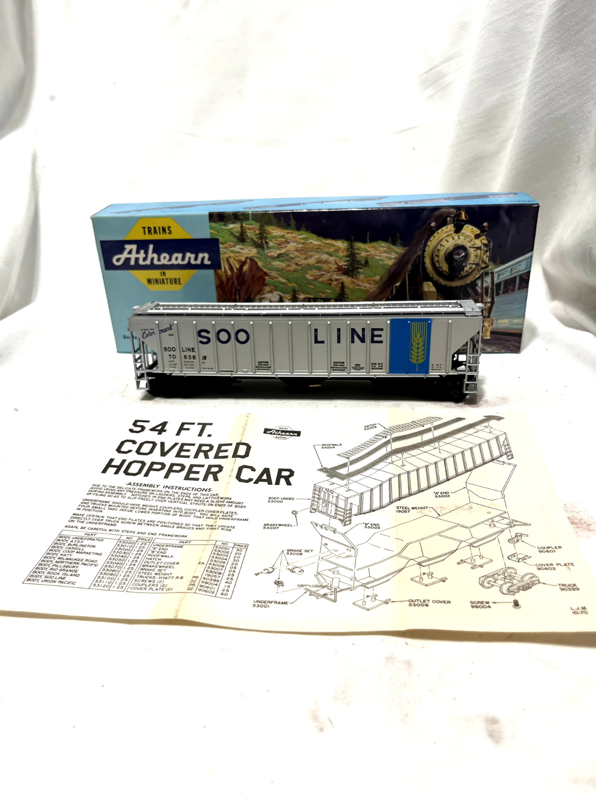 Athearn SOO Line 70638 HO Scale 3 Bay Covered Hopper New Assembled DG156