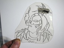 vtg 1960s 1970s Tattoo Flash acetate stencil Weed Zig Zag Smoker signed WEED1