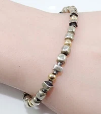 Silpada B1213 Gold Filled & Sterling Silver 2 Tone Beaded Bracelet 7.5" FZZ