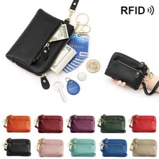 Real Leather Wallet Pouch Bag Coin Purse Credit Card Holder Clutch with Key Ring