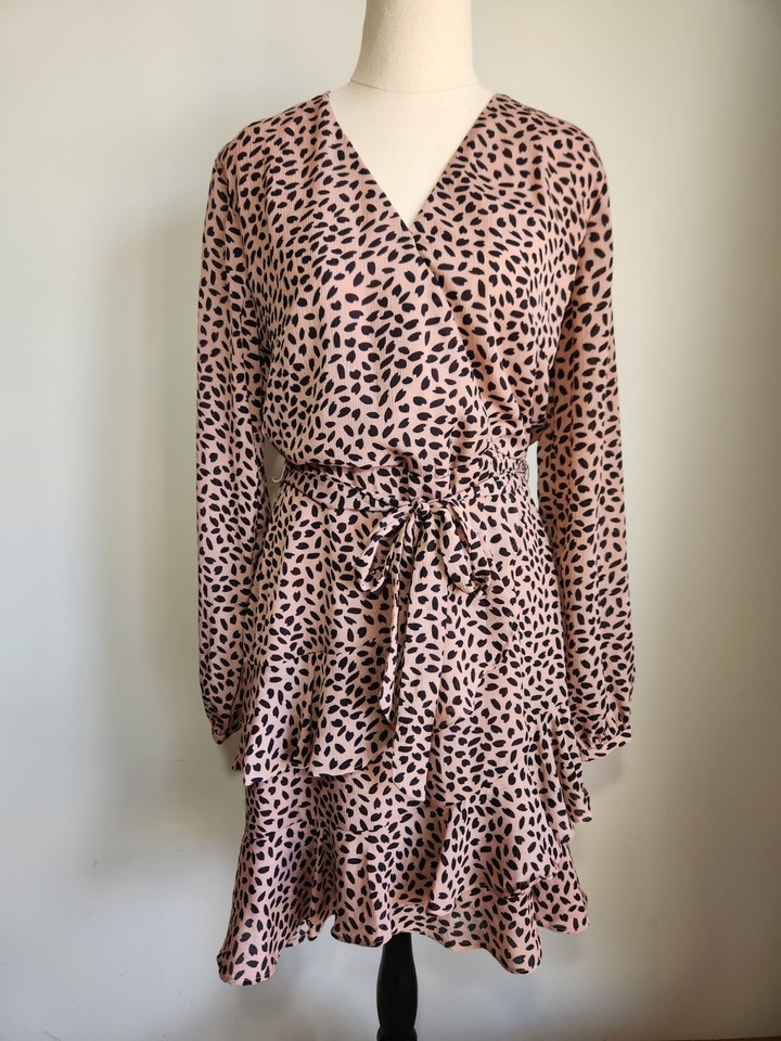 Lorraine Pink Print long sleeve fit and flare dress size 10