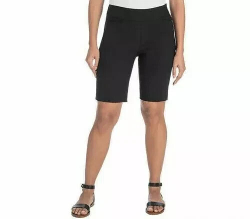 NEW Hilary Radley Women's Mid-Rise Bermuda Shorts, Black, LARGE