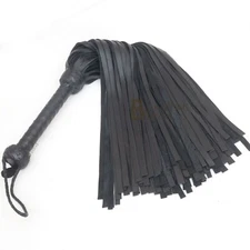 Real Genuine Cow Hide Leather Flogger 100 Falls Black Heavy Duty Thuddy whip