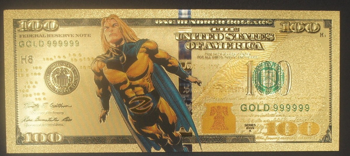 ZEUS Marvel 100 Dollar Action 24K Gold Bill FREE SHIPPING! USA