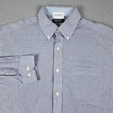 Nautica Shirt Mens Size 16.5 Blue White Striped Dress Button Up Long Sleeve 