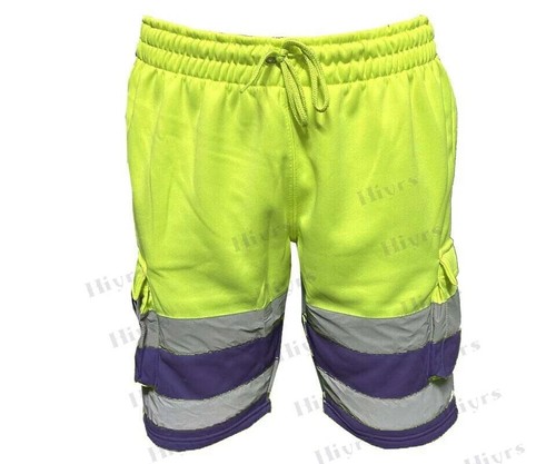 Pantaloncini di sicurezza Hi Viz Vis riflettenti abbigliamento da lavoro fondo alta visibilità corti S-3XL - Foto 6 di 10