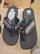 YELLOWBOX FURNIE BLACK MULTICOLORED STRAP FLIP-FLOPS WOMENS SIZE 11- NEW