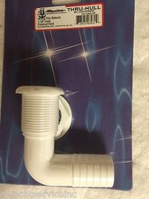 THRU HULL FITTING 1-1/8 HOSE WHITE POLYPROPYL...