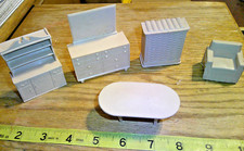 5 Vintage 1950s Marx dollhouse furniture beige