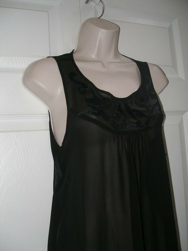 Women's Medium Nightgown Black Sexy Semi Sheer Fabtric Open Back Asymmetrical - Picture 4 of 10