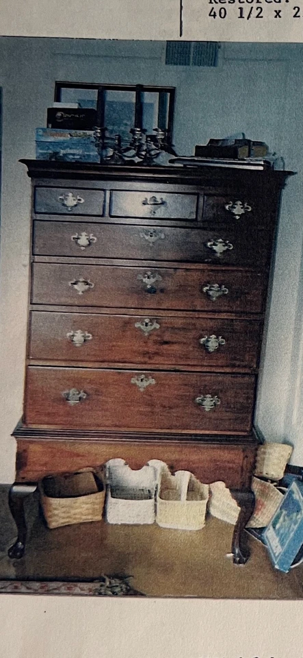 Antiguo tocador de caoba highboy reina anne tocador de pecho alto Foto 2 de 2