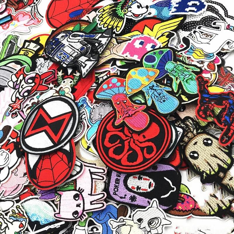 10-100pc Mixed Random Patch Set Iron Sew On Patches Embroidered Applique Clothes