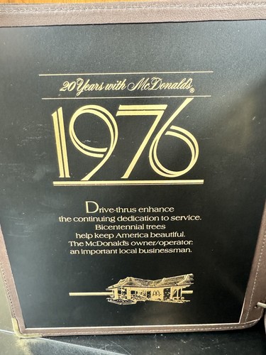 Vntg 20 Years w/ McDonald's 1967-1987 Wooden Binder Award Book Franchise Owner - Picture 14 of 24