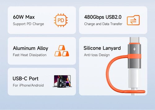Mcdodo for iPhone to USB C Adapter Converter 60W PD 3A Charge Data for iPhone 15 - Picture 3 of 13