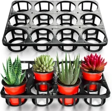 12 Cell round Nursery Pots Tray, Plant Pot Shuttle Carry Holder and Trays for 4
