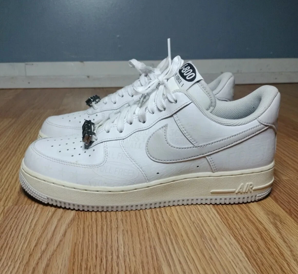 Nike Air Force 1 '07 Toll Free 1-800 White Grey Sail CJ1631-100 Men's Size 8