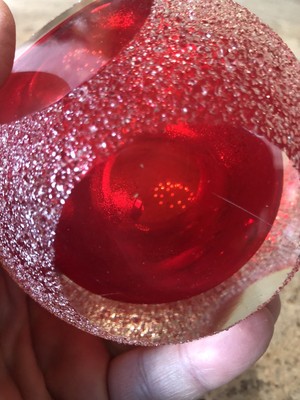 3.25  X 4.25  Murano Red Glass Bowl With Frosted Effect Lovely And Dramatic