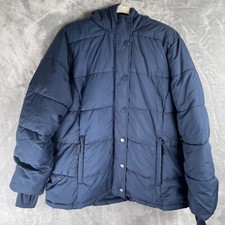 Az Essentials Coat Womens Xl Navy Standard Heavy-weight Hooded Puffer
