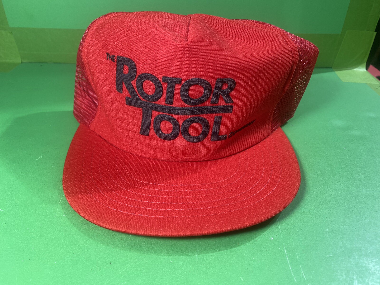 Cap Snap Back Mens Trucker Mesh Red Made In Usa Spell Out