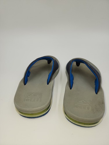 Reef Kids Fanning Flip Flops Boys 13/1 EU 31/32 Grey Blue Yellow Sandals - Picture 4 of 8