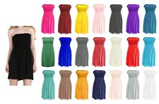 Ladies Women Plus Size Sheering Boobtube Bandeau Strapless Top Summer Dress 8-22