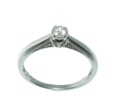 Damen / Damen 9ct Weiss Gold & Solitaire Diamant Verlobungsring Größe Q