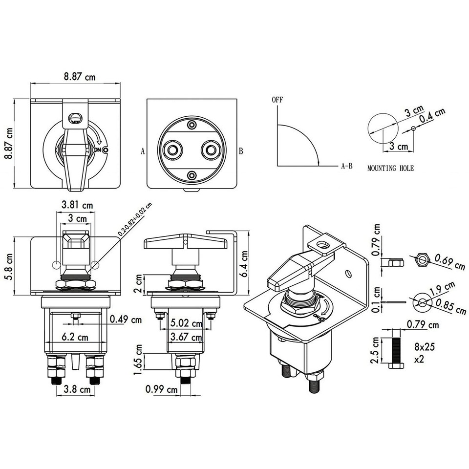 12V-36V Battery Isolator Spurtar 500A Battery Disconnect Switch - 12V-36V Power Cut Off Isolator With Lock-Out Plate 12V Power Cut Off - Foto 10
